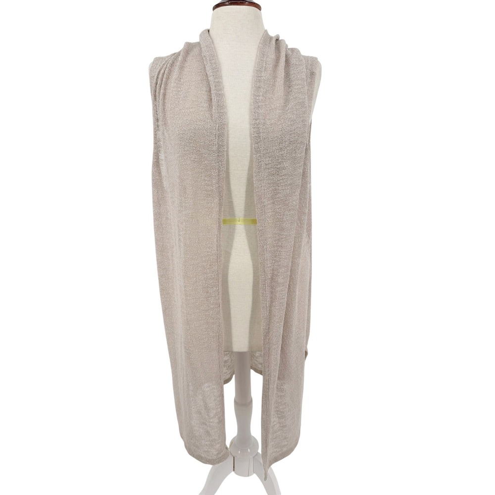 Sunday in Brooklyn Sleeveless Long Hooded Duster Vest by Anthropologie XL Tan